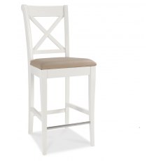 Bentley Designs Hampstead Two Tone Cross Back Bar Stool Ivory Bonded Leather