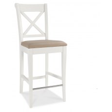 Bentley Designs Hampstead Two Tone Cross Back Bar Stool Ivory Bonded Leather