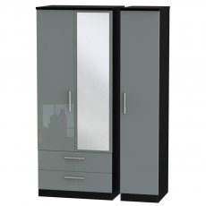 Welcome Furniture Knightsbridge Triple 2 Drawer Mirror Wardrobe