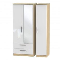 Welcome Furniture Knightsbridge Triple 2 Drawer Mirror Wardrobe