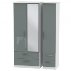 Welcome Furniture Knightsbridge Triple 4 Drawer Mirror Wardrobe