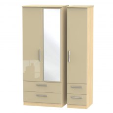 Welcome Furniture Knightsbridge Triple 4 Drawer Mirror Wardrobe