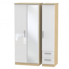 Welcome Furniture Knightsbridge Triple 2 Small Drawers Mirror Wardrobe