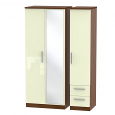 Welcome Furniture Knightsbridge Triple 2 Small Drawers Mirror Wardrobe