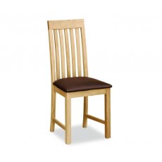 Global Home New Trinity Oak Slatted Dining Chair With PU Seat