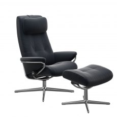 Stressless Berlin Recliner High Back Chair & Footstool (Cross Base)