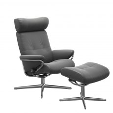Stressless Berlin Recliner Chair & Footstool With Adjustable Headrest (Cross Base)