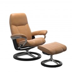 Stressless Consul Recliner Chair & Footstool (Signature Base)