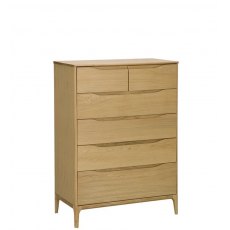 Ercol Rimini Bedroom 6 Drawer Tall Wide Chest
