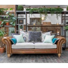 Vintage Sofa Company Brompton 3 Seater Sofa Grey Fabric & Leather (Fast Track)