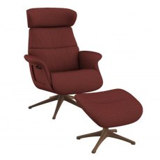 Flexlux Clement Chair & Footstool With Wood Effect Base