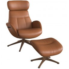 Flexlux Elegant Chair & Footstool With Wood Effect Base