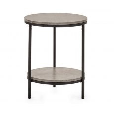 Julian Bowen Staten Concrete Effect Circular Lamp Table With Shelf
