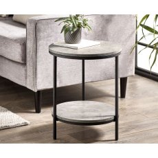Julian Bowen Staten Concrete Effect Circular Lamp Table With Shelf