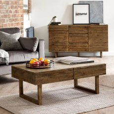Julian Bowen Woburn Reclaimed Pine 2 Drawer Coffee Table