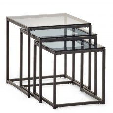 Julian Bowen Chicago Nest Of 3 Tables Smoked Glass