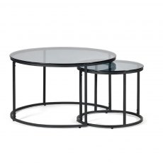 Julian Bowen Chicago Round Nesting Tables Smoked Glass