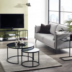 Julian Bowen Chicago Round Nesting Tables Smoked Glass