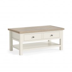 Global Home Modern Country Coffee Table With Shelf