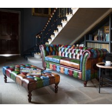 Vintage Sofa Company Chester Croft 2 Seater Rub Off Leather Patchwork Sofa