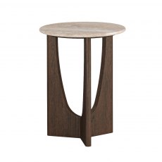 Corndell California Round Side Table Travertine Top Corndell California Round Side Table Travertine Top