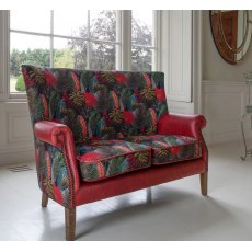 Vintage Sofa Company Colin 3 Seater In Toucan Fabric & Rosso Red Leather Vintage Sofa Company Colin 3 Seater In Toucan Fabric & Rosso Red Leather