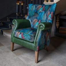 Vintage Sofa Company Colin Chair In Kingfisher Fabric & Bottle Green Leather