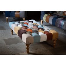 Vintage Sofa Company Patchwork Banquette Footstool with Medium Oak Chunky Legs