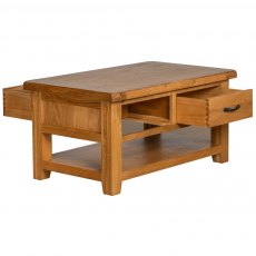 Devonshire Somerset Oak Coffee Table 2 Drawers