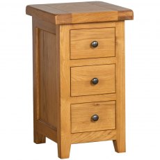 Devonshire Somerset Oak Narrow 3 Drawer Bedside