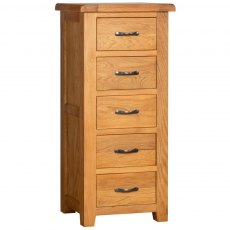 Devonshire Somerset Oak 5 Drawer Wellington