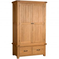 Devonshire Somerset Oak Double Wardrobe 2 Drawers