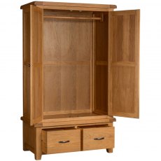 Devonshire Somerset Oak Double Wardrobe 2 Drawers