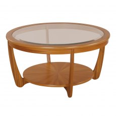 Nathan Classic Teak Glass Top Round Coffee Table