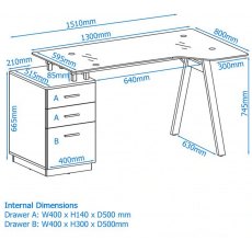 Alphason Desks Cleveland 4 White & Grey Glass Computer Desk