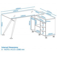 Alphason Desks Augusta Glass Work Centre