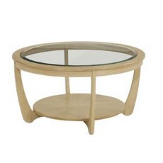 Nathan Shades Oak Glass Top Round Coffee Table