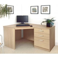 R White Cabinets Set 07 - Corner Desk with 3 Drawer Unit/Filing Cabinet