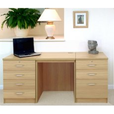 R White Cabinets Set 09 - Desk with Two Drawer Units