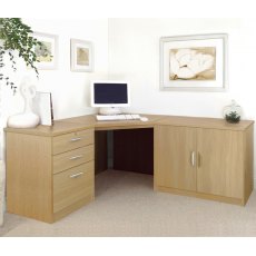 R White Cabinets Set 13 - Corner Desk with Cupboard & Drawer Units