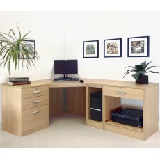 R White Cabinets Set 18 - Corner Desk with Printer, Computer & Drawer Units