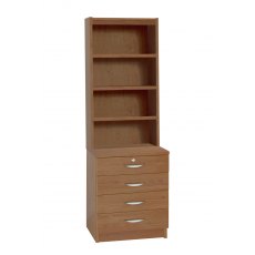 R White Cabinets Desk Height Four Drawer 480mm Chest With OSD Hutch