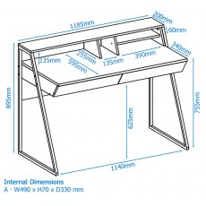 Alphason Desks Salcombe oak & Black Writing Desk