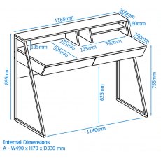 Alphason Desks Salcombe oak & Black Writing Desk