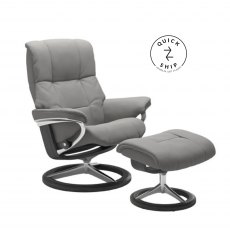 Stressless Quickship Mayfair Signature Base Paloma Silver Grey/Oak Wood Medium