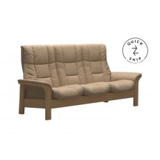 Stressless Quickship Windsor High Back 3 Seater Paloma Beige/Oak Wood