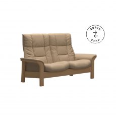 Stressless Quickship Buckingham High Back 2 Seater Paloma Beige With Oak Wood