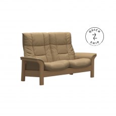 Stressless Quickship Buckingham High Back 2 Seater Paloma Sand/Oak Wood