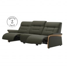 Stressless Quickship Mary 3 Seater With 2 Power Paloma Dark Olive/Oak Wood With Motorised Headrest