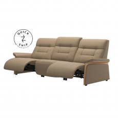 Stressless Quickship Mary 3 Seater With 2 Power Paloma Funghi/Oak Wood With Motorised Headrest